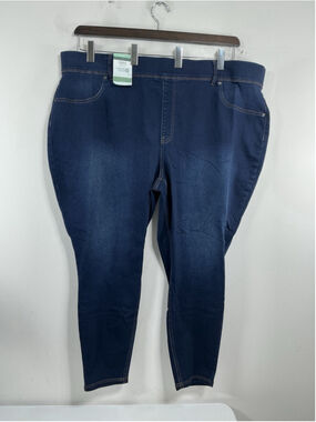 Womans NWT Terra & Sky Skinny Pull On Dark Blue Jeans Size 4 X (28w-30w)